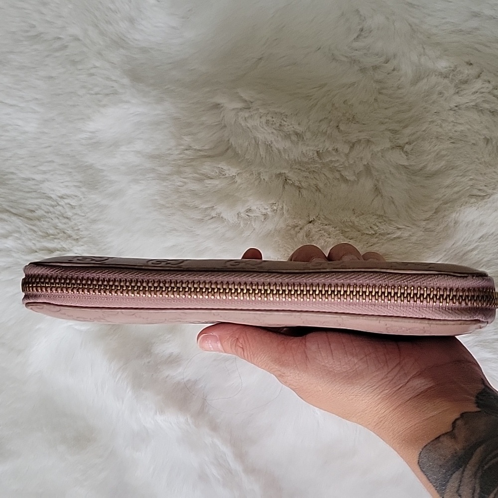 !!Great Condition!! GUCCI GG Guccissima Leather Zip Around Zippy Wallet - Pink - Picture 4 of 9